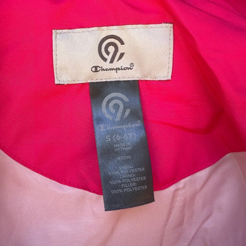 Champion Girls Hooded Insulated Jacket S (6-6X) Pink & Purple Polyester Shell Li - Picture 2 of 9